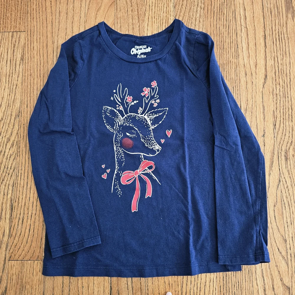 OshKosh B'gosh Long Sleeve Tees - Winter Holiday Christmas Girls Size 6